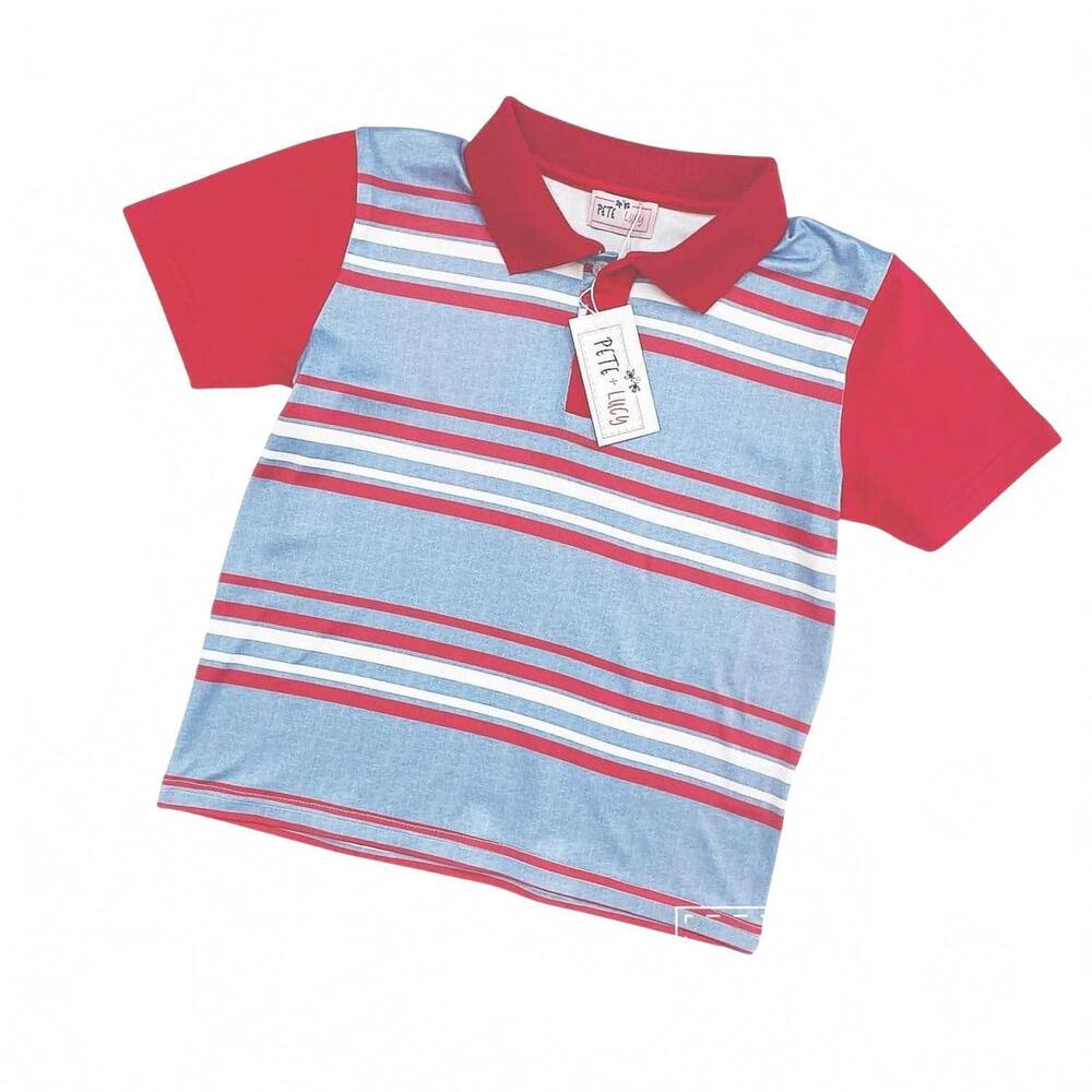 NEW PETE + LUCY boys' july 4th shirt in blue/red/white